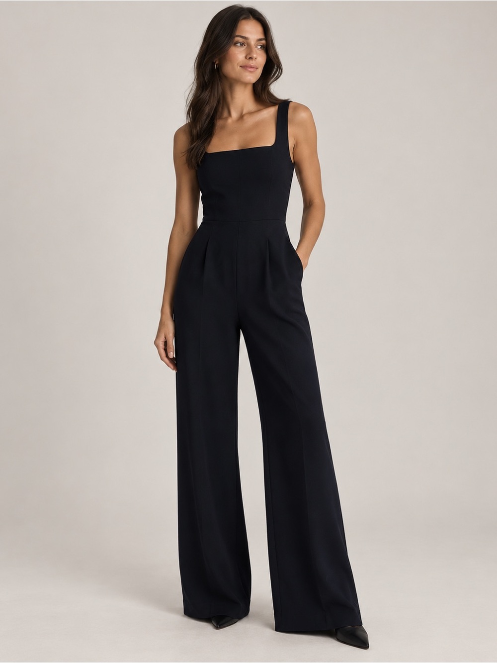 Abercrombie&Fitch Classic Black Square-Neck Jumpsuit